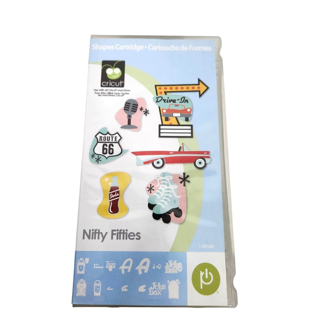 CRICUT Nifty Fifties Shapes Cartridge With Handbook Retro Scrapbooking Fonts